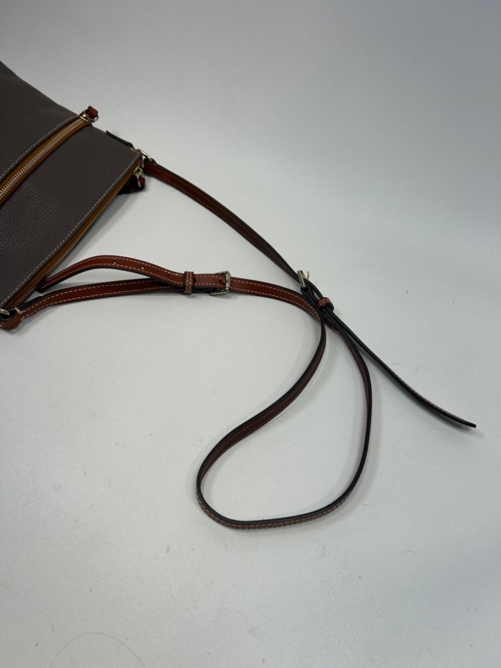 DOONEY & BOURKE Pebbled Grain Leather Crossbody Dark Grayish Taupe $268 - Picture 9 of 12